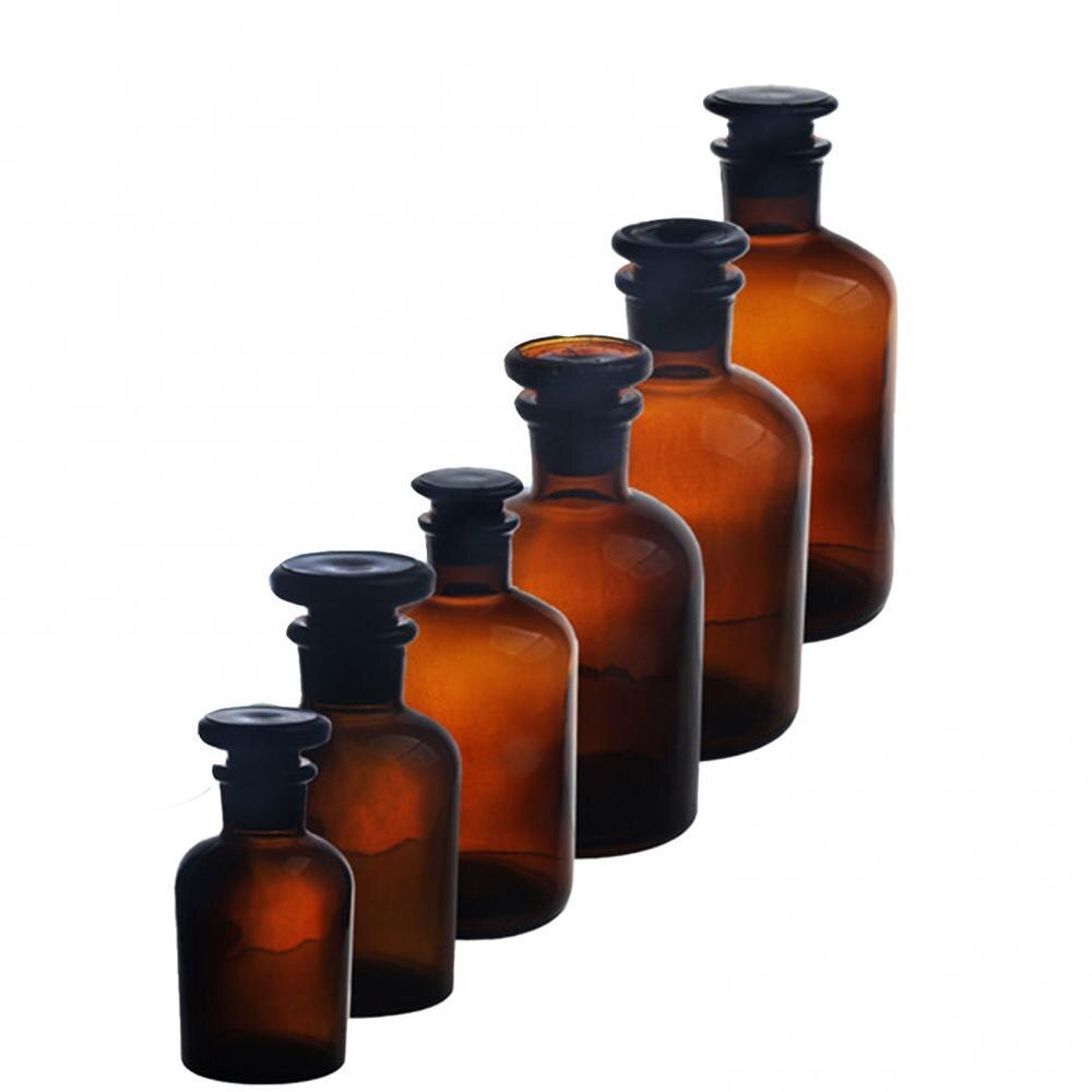 Bouteille rechargeable en verre ambre brun 30/60/125/250/500ml, contenant de réactif Portable avec bouchon