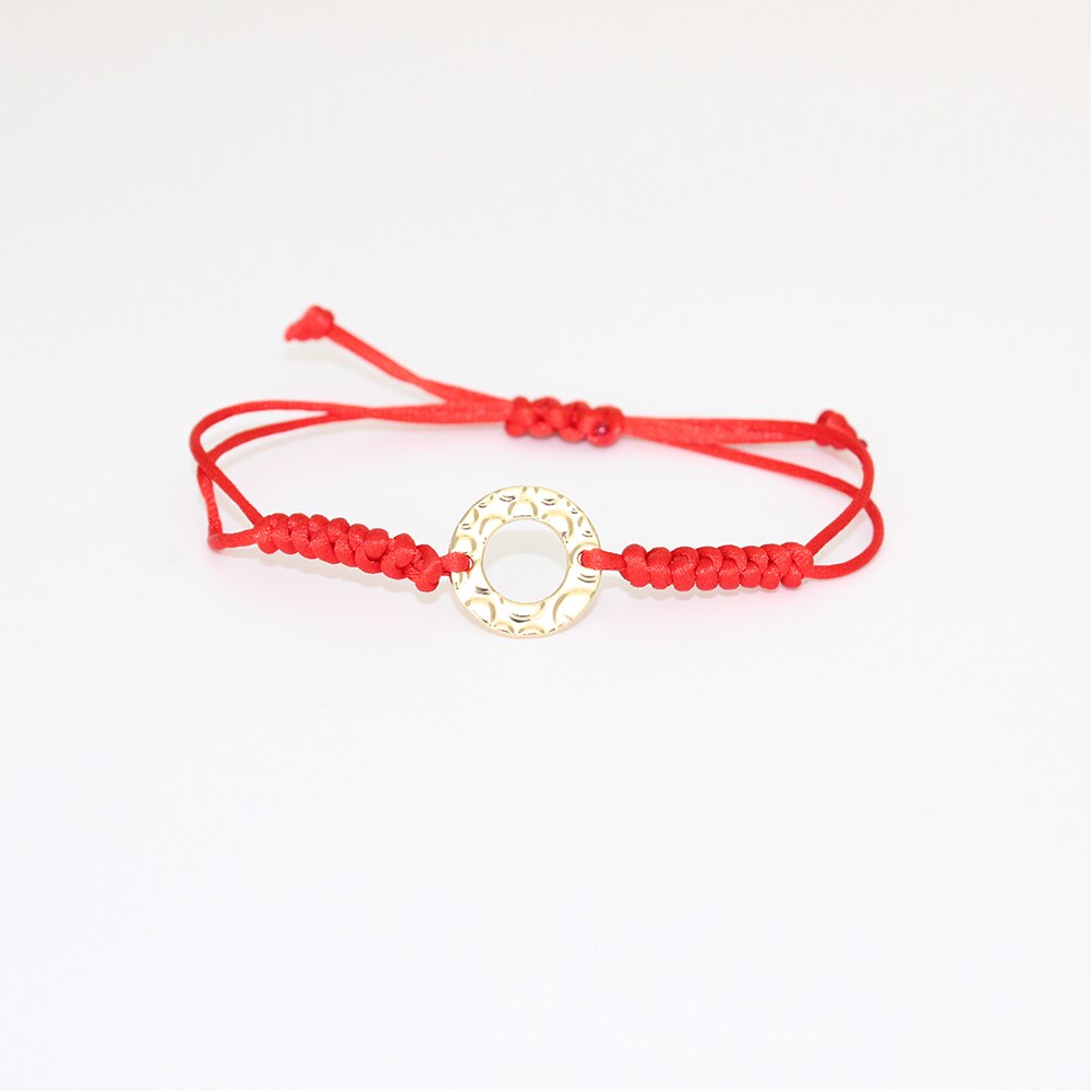 hecha a mano tejido pulsera de cuerda roja brazalete de aleación de oro accesorios de Metal para Mujeres Hombres brazalete simple de joyería: style 2