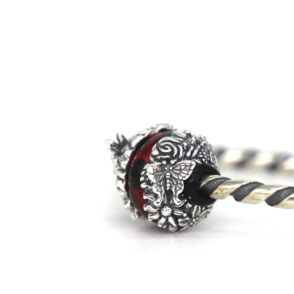 Visco 925 prata esterlina sorte trevo joaninha borboleta libélula flor charme grânulo jóias