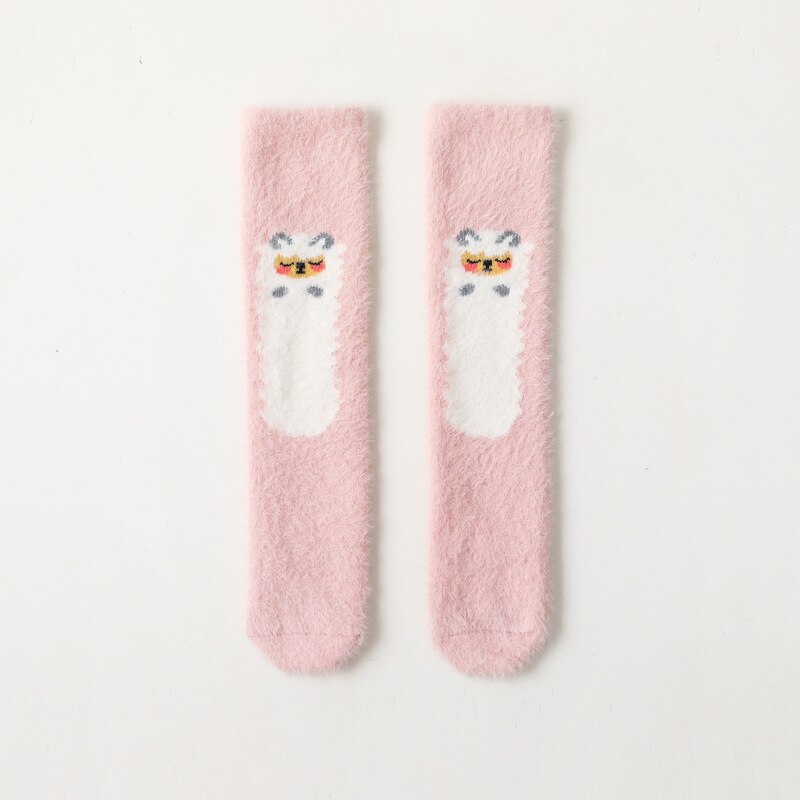 Calzini lunghi invernali per bambini ragazza ragazzi calzino termico in cotone per bambini bambini velluto calze alte al ginocchio calde accessori per bambini: Light pink