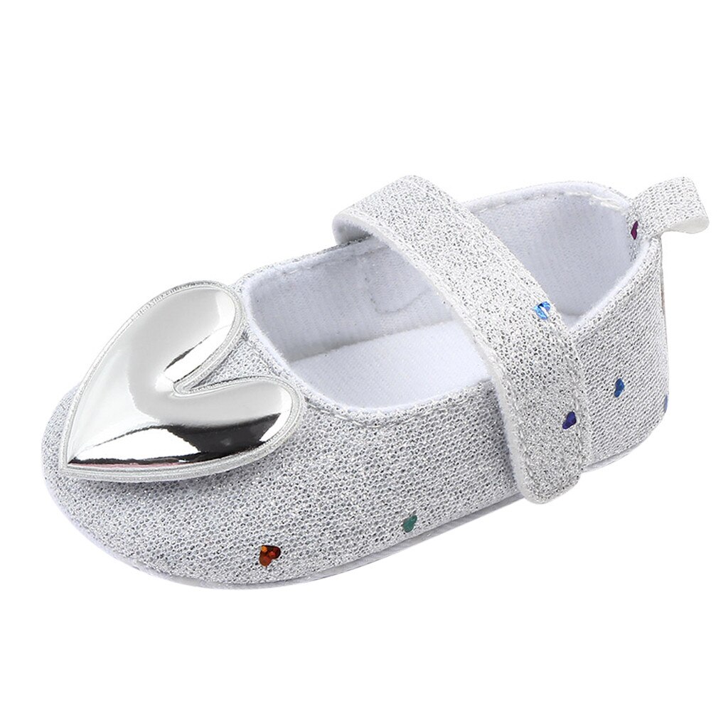 Baby Shoes Toddler Newborn Baby Crib Shoes Heart-Shaped Princess Baby Soft Sole Prewalker For Baby Girls First Walk: Gray / 6