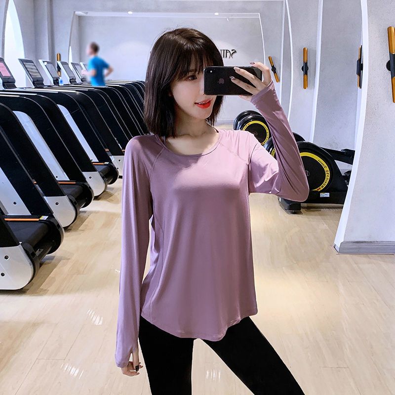 Mesh Ademend Sport Top Vrouwen Losse Lange Mouwen Sneldrogende Kleding Herfst Winter Gym Running Blouse Training Yoga t-shirt: Paars / S