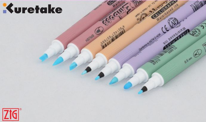 ZIG Kuretake bolígrafos en relieve bolígrafos de pegamento rollo de caligrafía y pincel fino y cincel Japón