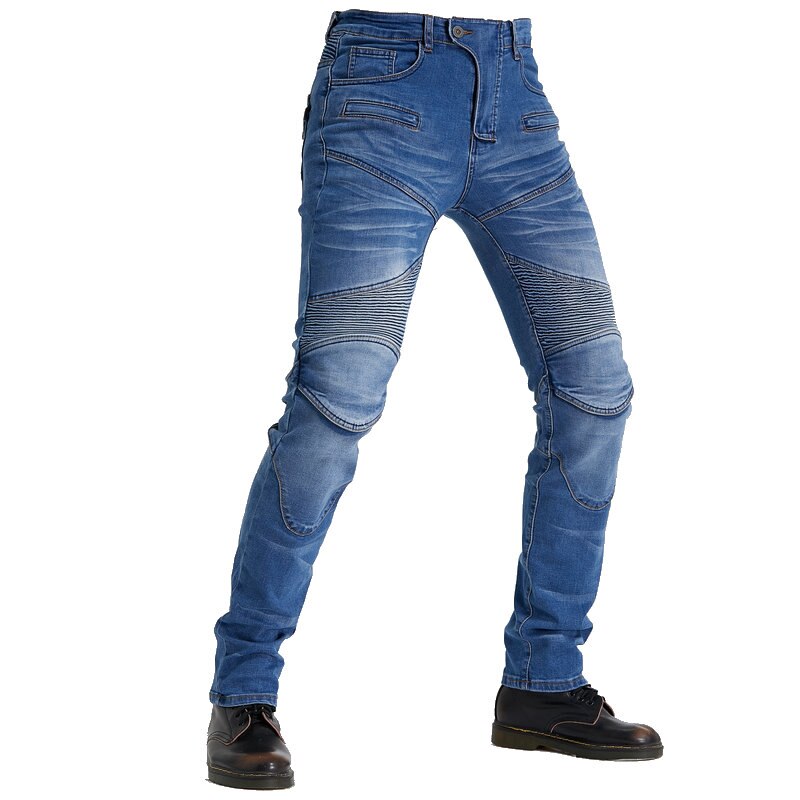 Mannen Mode Skinny Biker Jeans Motorfiets Denim Broek Voor Mannelijke: Blauw / S