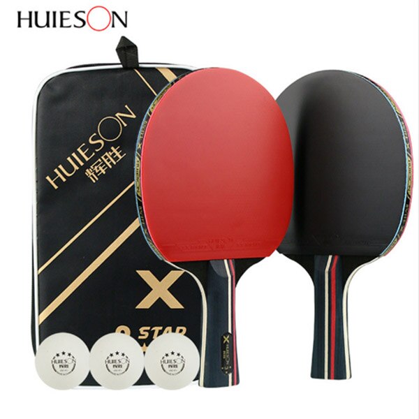 Karbonfiber bordtennisracket huieson ping pong flaggermusblad horisontalt grep gummi pingpong racket: Kort grep