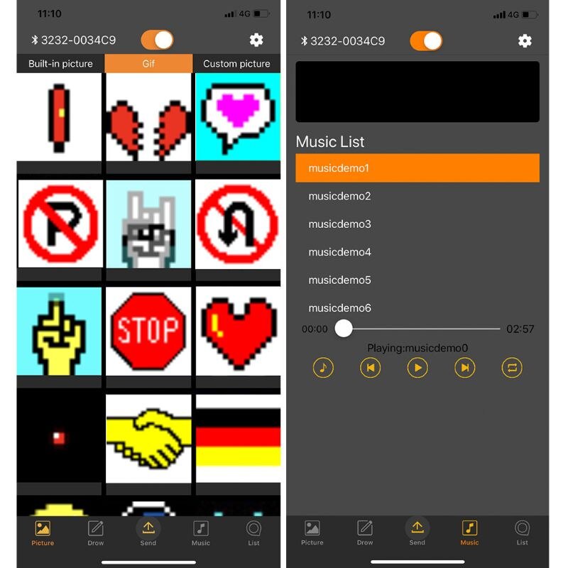 Full colour draadloze bluetooth app bediening auto led-scherm scrollend led-bord, rij-instructies, afbeelding gif licht