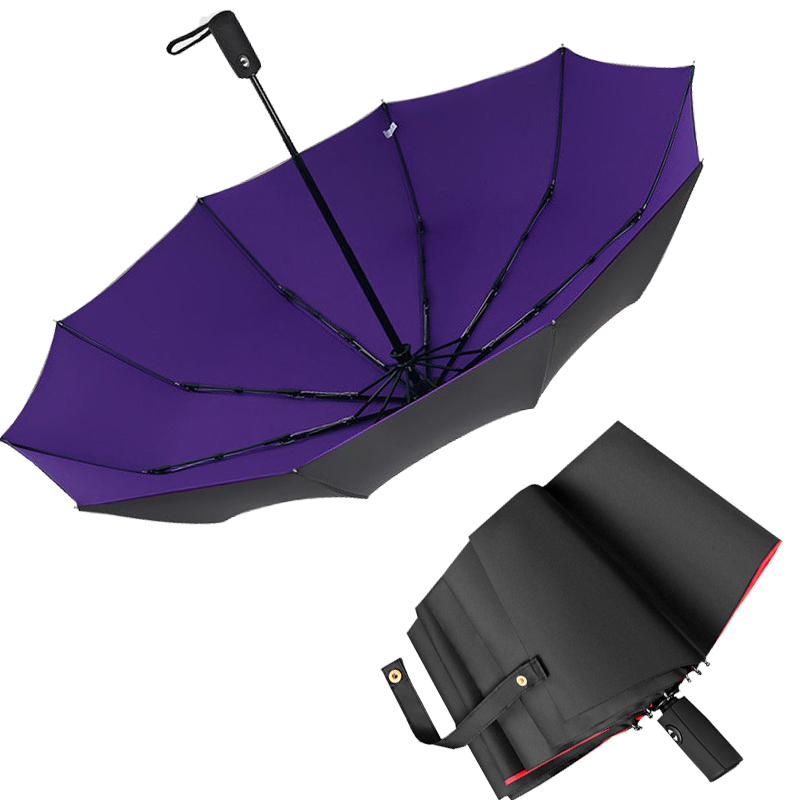 volautomatische Paraplu Mannen Regen Vrouw Double Layer 3 Vouwen Relatiegeschenk Paraplu Winddicht Zon zwarte Paraplu