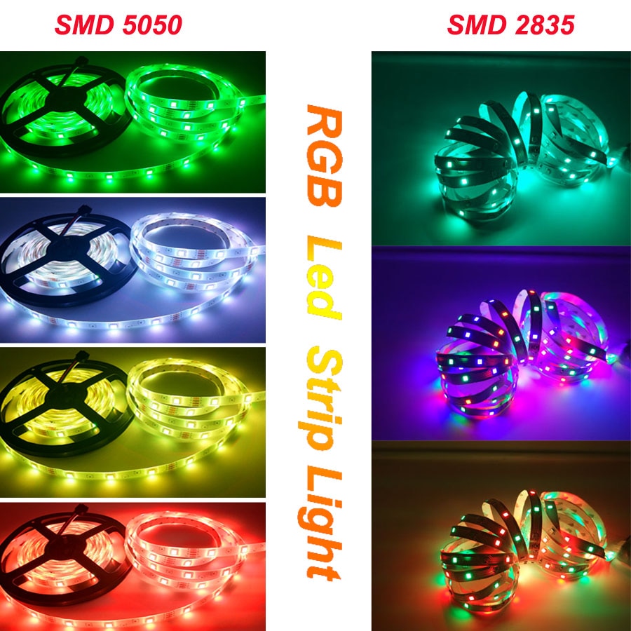 5M 10M SMD 5050 LED Strip Light DC12V RGB strip Waterproof Led Tape Diode Neon Ribbon Flexible LED Light With Controller adapter