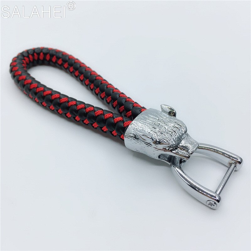 Llaveros universales de con de águila y pájaro, llaveros de cristal, cuerda tejida de cuero para coche, mujeres y hombres, llavero desmontable de Metal con forma de Animal: A-black and red