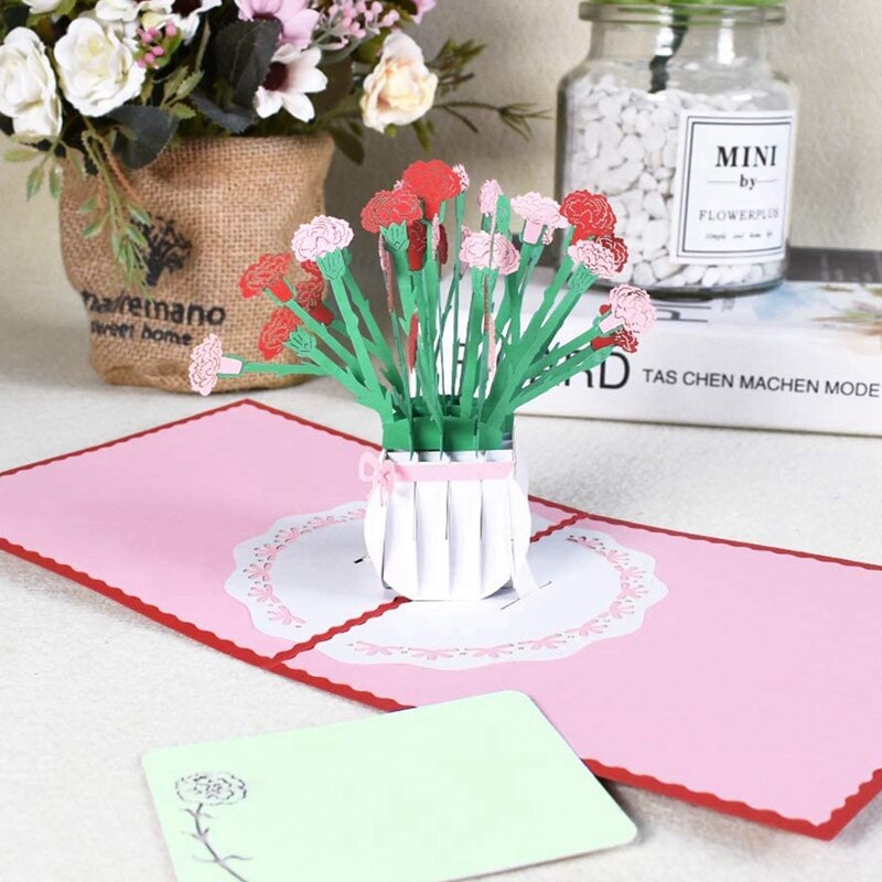 3D Carnation, -Up Flower Card, Mother'S Day Greeting Cards, Anniversary, Birthday, Love, Thanksgiving Day