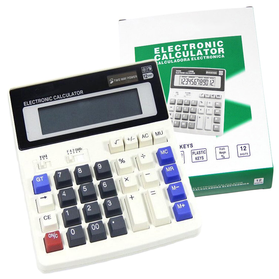 Calculadora de oficina con botones grandes, teclas de ordenador grandes, calculadora con batería