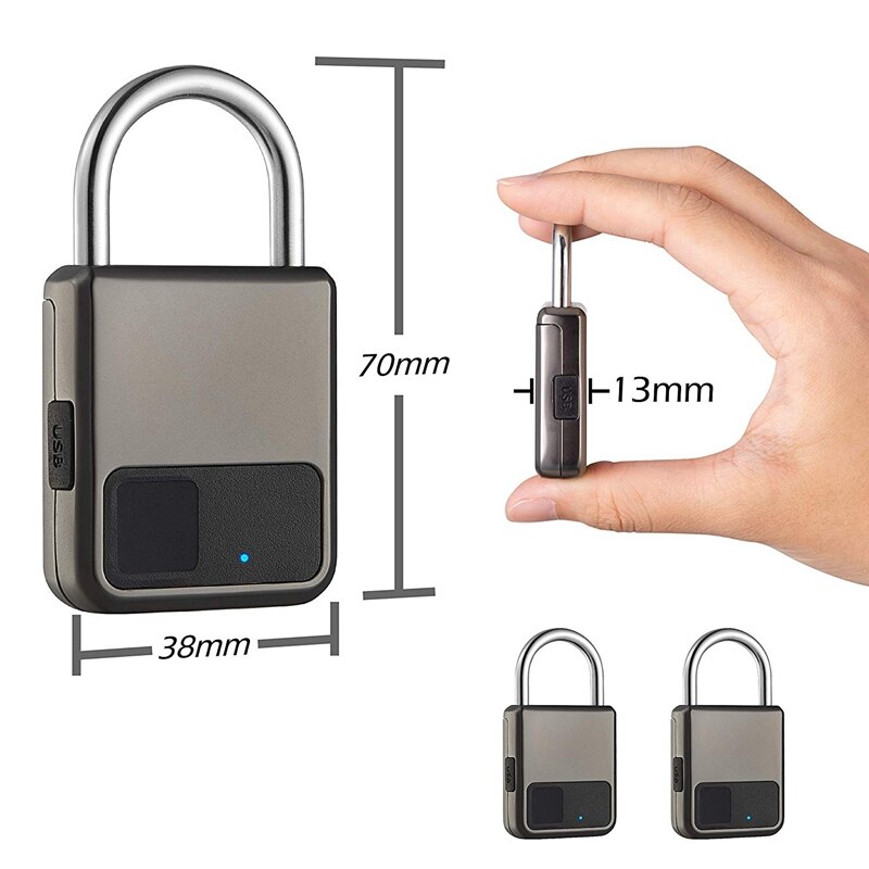 Vingerafdruk hangslot, slim hangslot, combinatieslot, geschikt voor huisdeur, boekenkast, koffer, rugzak, sportschool, fiets, kantoor, su