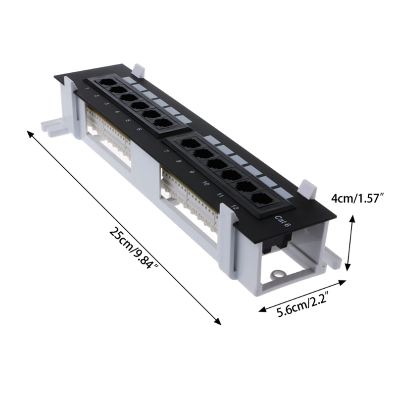 Kit de ferramentas rede 12 porta cat6 remendo painel rj45 rede montagem em rack suporte parede