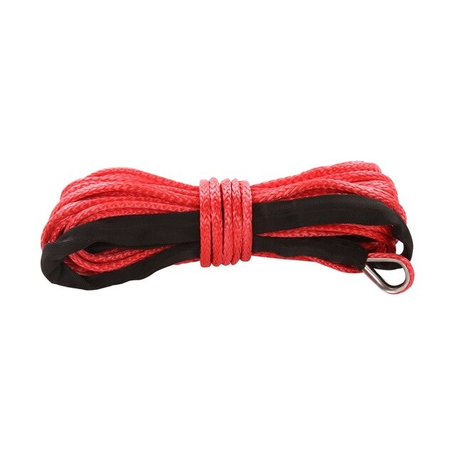 Winch Rope String Line Cable with Sheath Gray Synthetic Towing Rope 15m 7700LBs Car Wash Maintenance String for UTV ATV Off-Road: Red