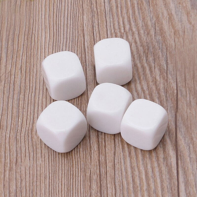 5 pcs 20mm Dice Dados Em Branco Acrílico Branco Kid Toy DIY Pintura Escrita Graffiti Família Jogos Acessórios