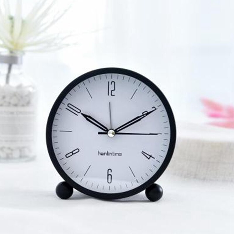 Analog Alarm Clock, 4 Inch Super Silent Non Ticking Small Clock with Night Light, Battery Operated, Simply