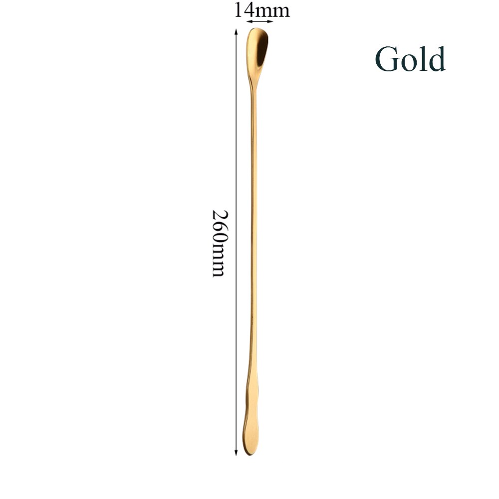 Stijl 1Pc Rvs Koffie Lepel Met Lange Steel Kleurrijke Koffie Scoops Dessert Thee Lepel Gevulde Keuken Gadget tool: 260mm gold