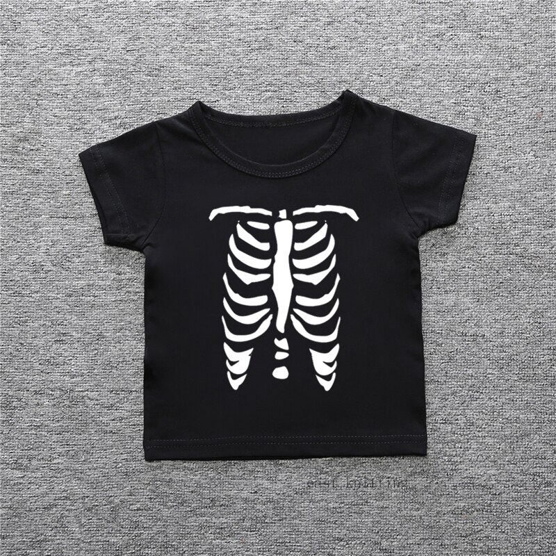 Skelet t-shirt voor kids Baby Boy Korte Mouw Casual T-shirt Tops Tee Kind Halloween Ribbenkast Outfit