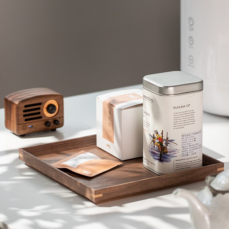 Natural Black Walnut Solid Wood Tray Rectangular Wooden Tray Japanese Tableware Household Fruit Tray Wooden Tray Tea Tray