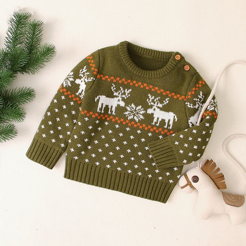 0-18M Newbron Kid Baby Boy Girl Clothes Winter Warm pullover Top Long Sleeve Xmas Cute Knitwear Christmas Baby Sweater