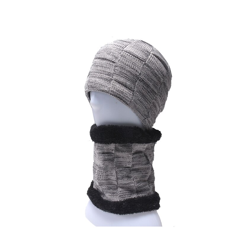 Unisex huer strikket kasket man beaines til vinter åndbare mænd gorras simple hatte tørklæde sæt varme solide afslappede dame huer: Sæt 2