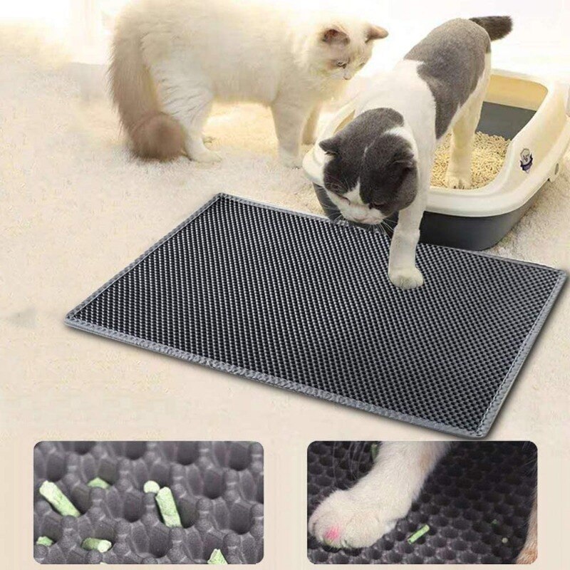 Cat Litter Mat Honeycomb Double Layer Waterproof Urine Proof Trapping Mat Litter Box Mat Easy Clean Scatter Control Litter Mats