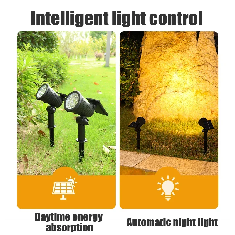 9-LED-Solar--LED-Lichtstrahler für Höhle Außenbereich, IP65, wasserdicht, Helligkeit einstellbar, für Garten, Hinterhof, Auffahrt, Terrasse, Dekoration