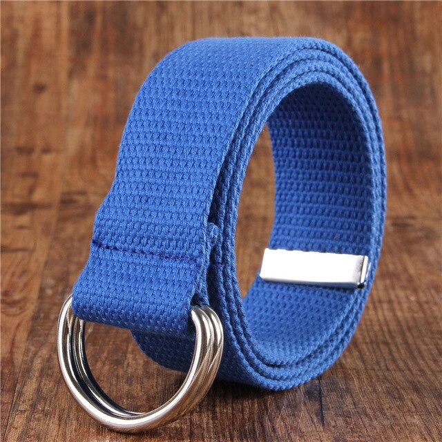 Beste Ybt Unisex Riem Canvas Legering Dubbele Ring Gesp Riem Verstelbare Outdoor Casual Multicolor Vrouwen En Mannen Riem: C Blue