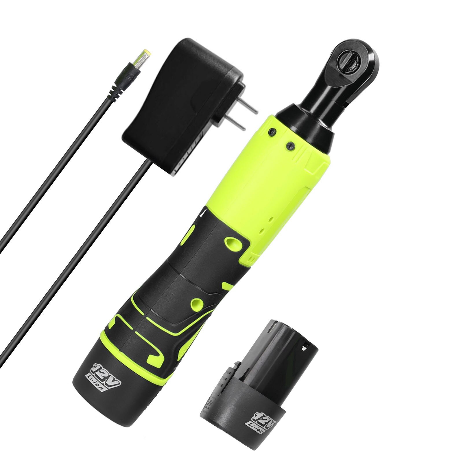 Multifunctional 12.0V Cordless Rechargeable Electric Wrench 3/8 Inch 90° Right Angle Ratchet Wrenches Handheld Driver Power Tool: 2pcs batteries EU