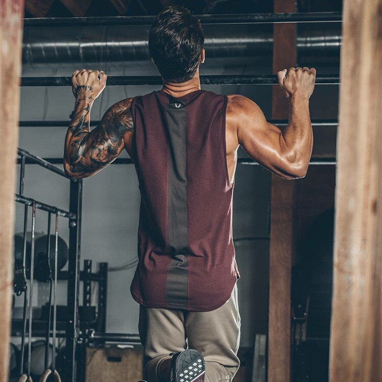 Herre løbesport af bomuld afslappet vest åndbar elastisk fitness multifarvet vest ærmeløs træning træning mænd tank top