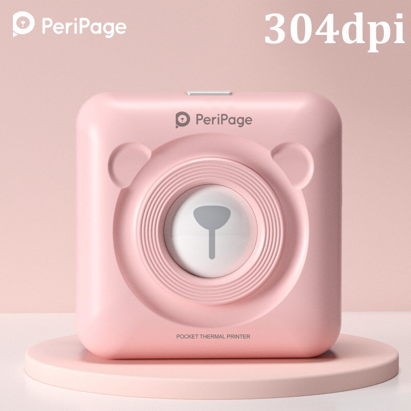 Peripage A6 203/304DPI Photo Printer Bliuetooth Wireless Thermal Printer Paper Sticker Label Printer Paper for Android iOS PC: 304dpi Pink