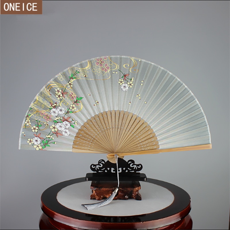 6 inch Chinese hand fan silk printed bamboo fan wedding dance portable mini craft eventail a main folding fan