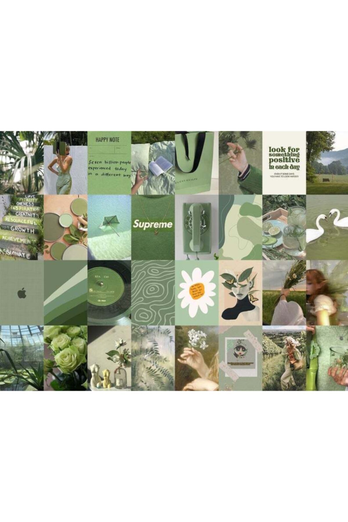 Soft Green Poster Set-Collage Set-130 Pcs-Vintage Poster Set-10cm * 14cm-Boxed Set