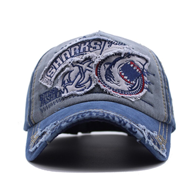 Hoed Mannelijke Zomer Schaduw Baseball Cap 100% Katoen Shark Geborduurde Hoed Unisex Verstelbare Piek Cap Dames Casual Zon