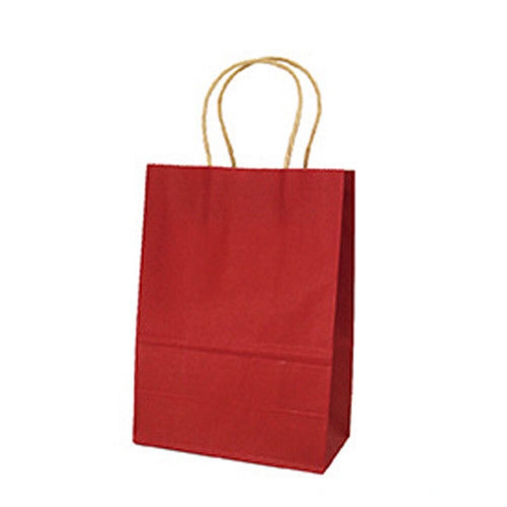 Recyclable 10 Colors Party Bags Kraft Paper Bag With Handle Shop Loot Bag: purplish red