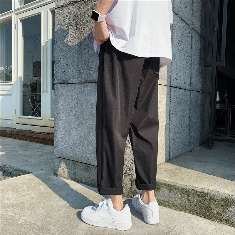 Herrebukser Løse - Ankel Længde - Elastisk Talje - Polyester & Bomuld - Sommer