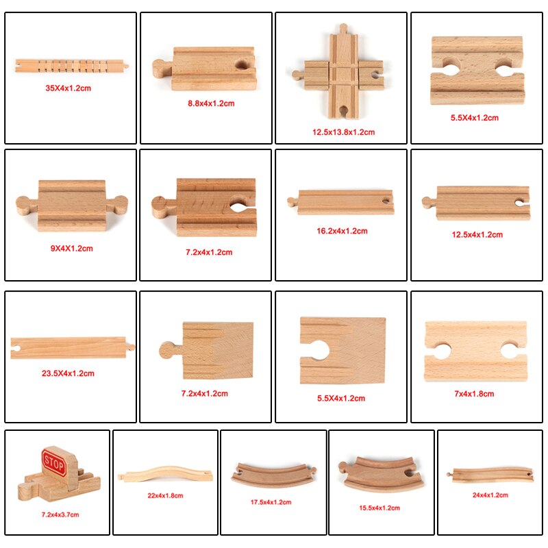 Wooden Train Track Accessories Railway Compatible with Wood Trains Wood Tracks Railway Toys for Kids AN88