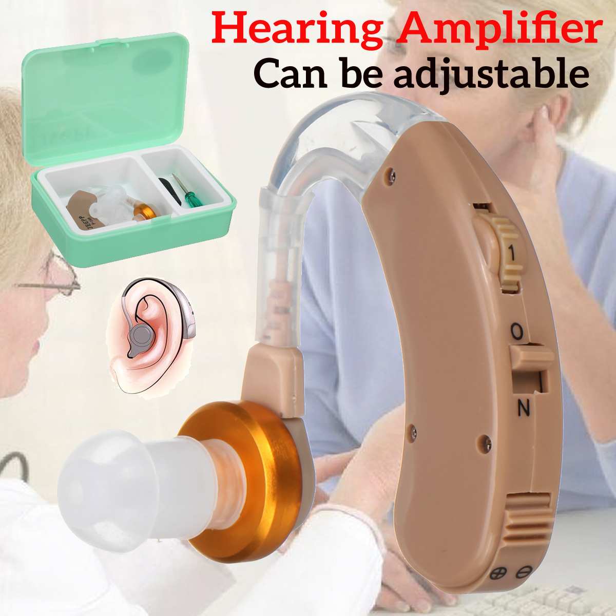 F-168 Hearing Aids Voice Amplifier Device Adjustable Sound Enhancer Ear Care Kit Lightweight For Hearing Impaired Person