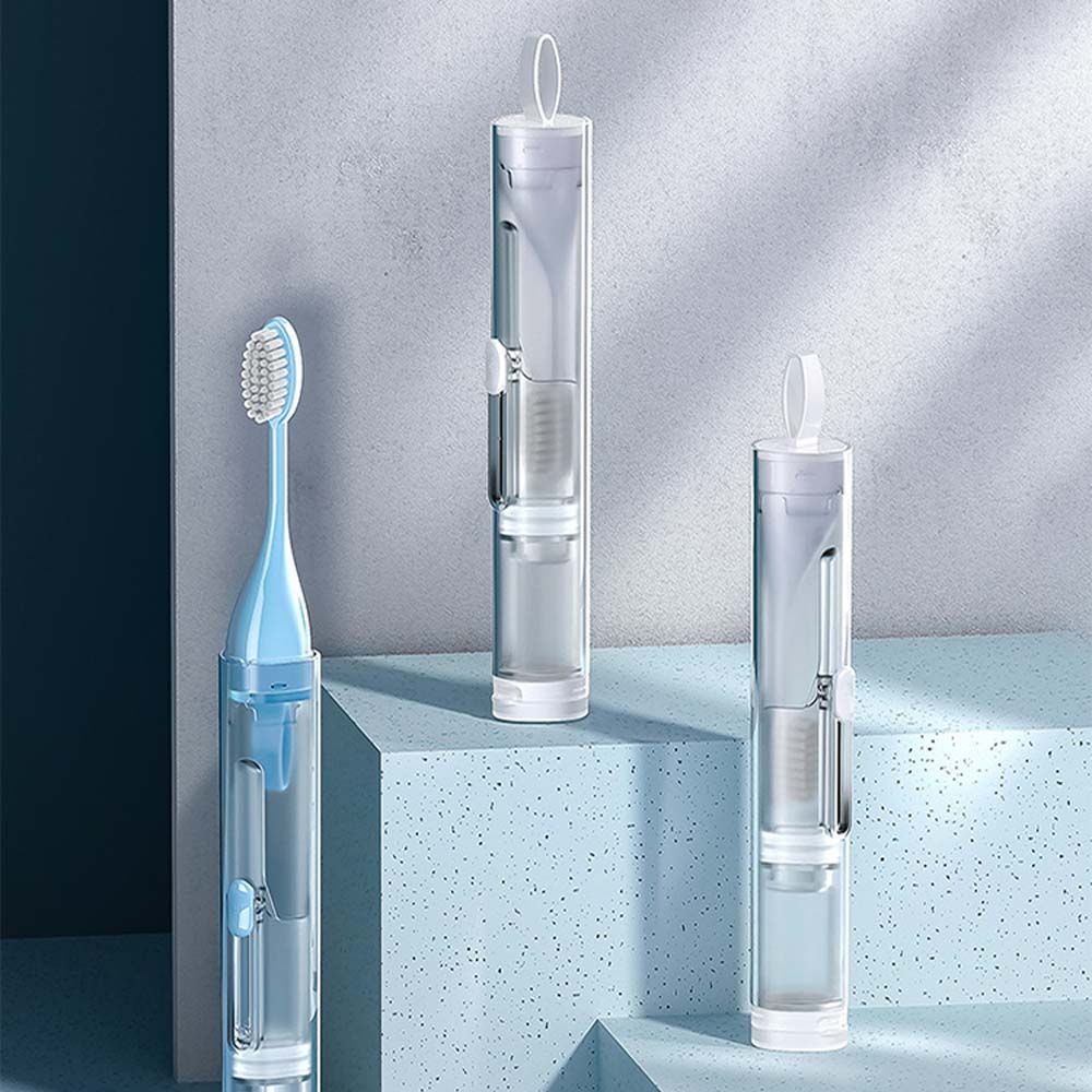 Juego de cepillos de dientes de plástico para viaje, herramientas de Limpieza de dientes plegables, Kit de almacenamiento de pasta de dientes, senderismo, portátil