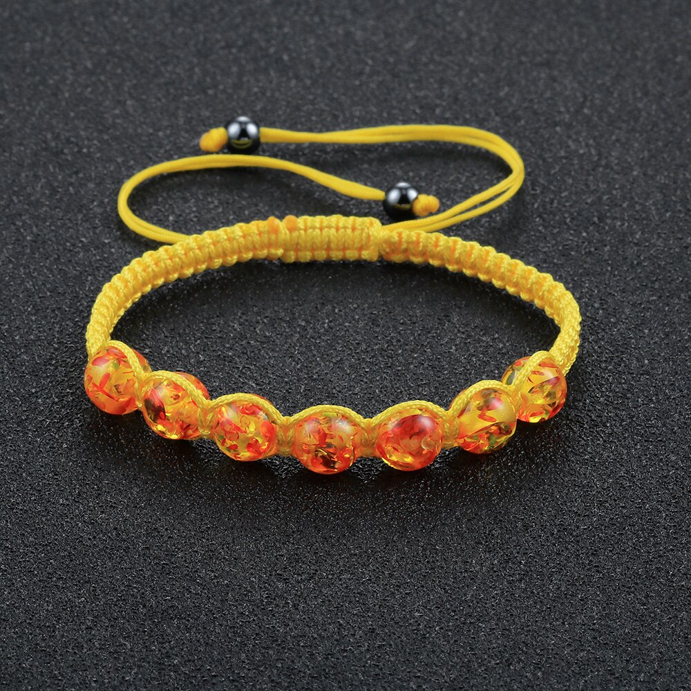 Pulseras trenzadas de 8mm con piedra ámbar Natural tibetana para hombre y mujer, brazaletes hechos a mano, amuleto de Yoga, joyería