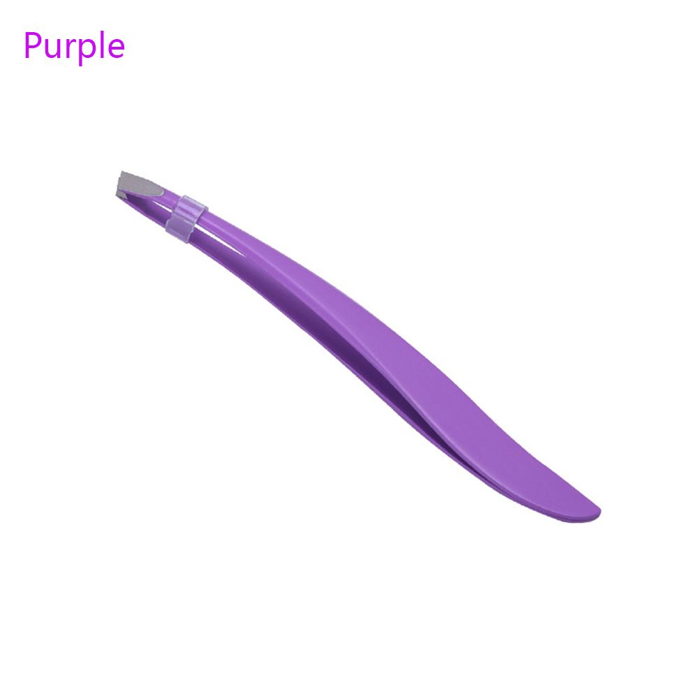 Herramienta de maquillaje de belleza de acero inoxidable, extractor de pelo inclinado, pinzas para pestañas cejas, novedad: purple