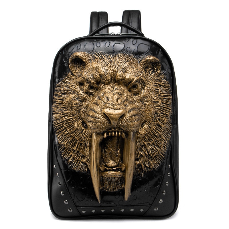 Women Men Waterproof 3D Backpack Large School Bags For Teenagers Shoulder Bag PU Leather Backpacks Casual Solid Rucksack: Gold