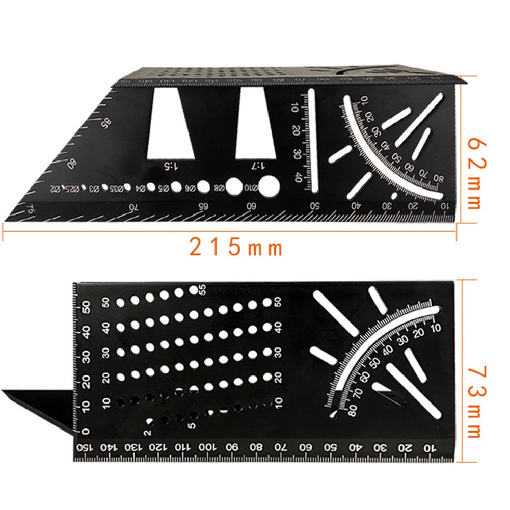 45 90 graden Meten Accessoires Aluminiumlegering Nauwkeurige Draagbare Multifunctionele Houtbewerking Hoek Heerser Markering Gauge Vierkante