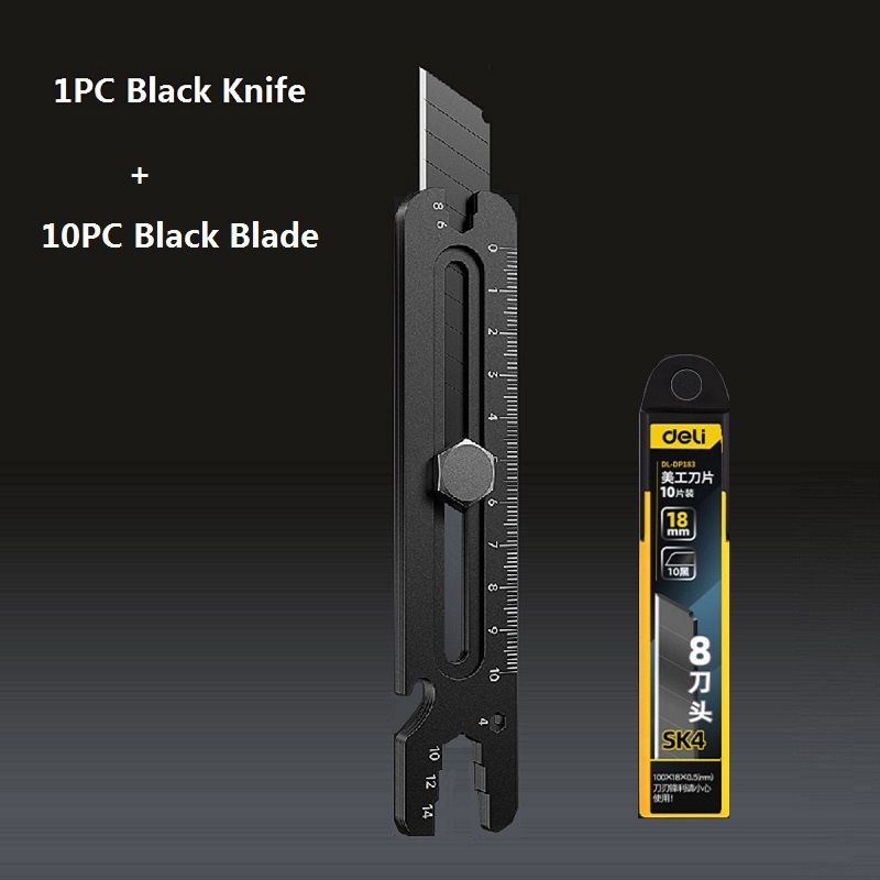 Mes Roestvrij Staal, 4 In 1 Multifunctionele Afbreeksleutel Van Industriële , 18Mm Zware Lederen Behangsnijder: Mixed Color