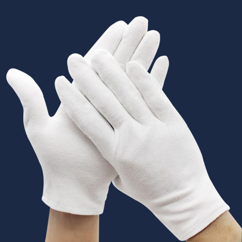 Guantes Blancos de algodón para limpieza de joyas, de plata, 3 pares