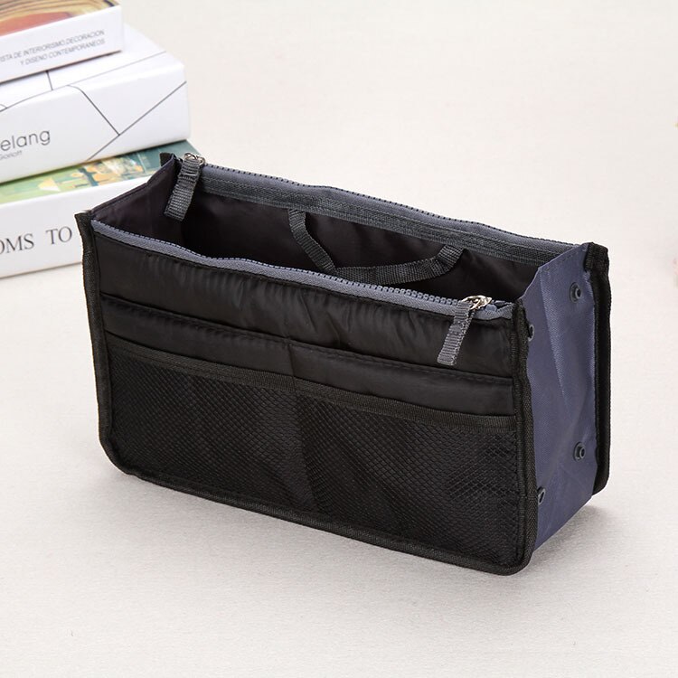 Organizer Insert Bags Women Nylon Travel Insert Organizer Handbags Purse Large liner Lady Makeup Cosmetic Bags Female Tote: Black