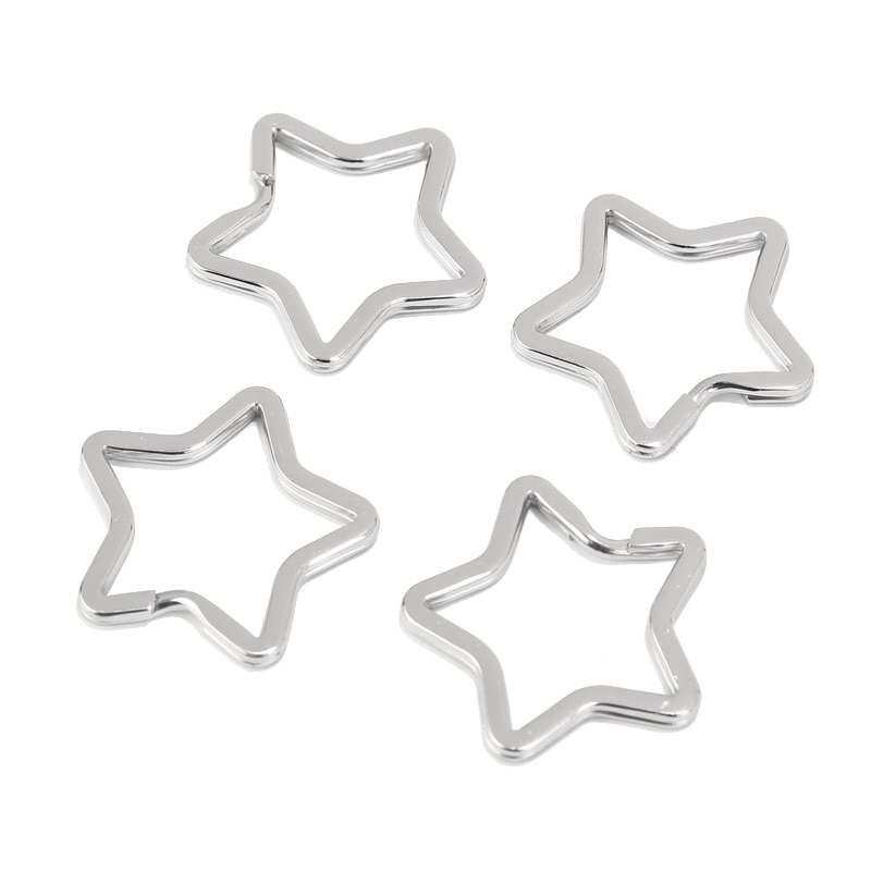 10 stücke Pentagramm bilden Edelstahl Schlüssel Ketten Silber Farbe Stern Teilt Schlüssel Ringe Ornament Zubehör