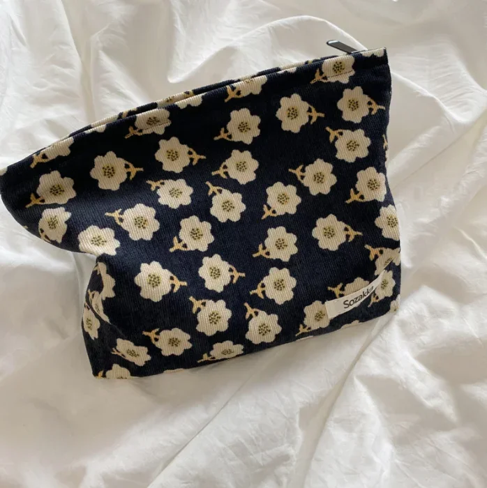 Retro Dots Flowers Leopard Cosmetic Bag Wash Bag Large Capacity Canvas Women Travel Cosmetic Organizer Pouch Make Up Storage Bag: Clear