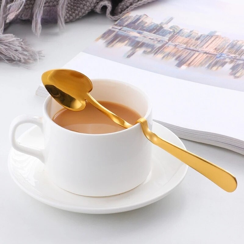 1 Pcs Coffee Spoon Honey Shape Tea Coffee Cup Hanging Spoons Stainless Steel Rose Gold Heart Teaspoon