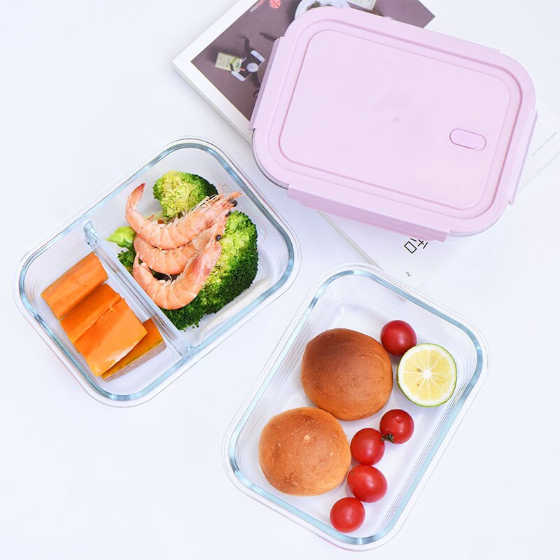 JSWORK Glass Bento Lunch Box Food Storage Picnic Microwave Oven Marmita Kitchen Containers Tupper Cristal Meal Prep